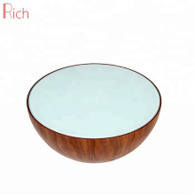 Modern Round design Coffee Tempered Glass Wood Veneer living room furniture cafe Table